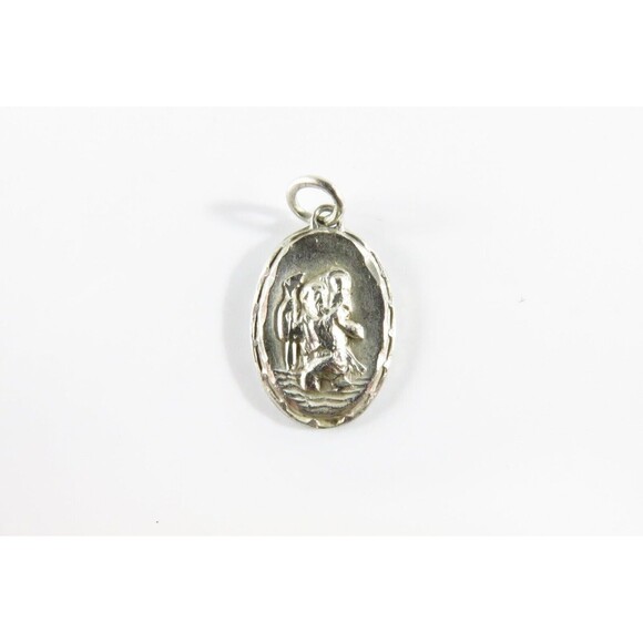Vintage Haywood Patron Saint Christopher & Jesus Oval Medal Charm in Sterling - Picture 1 of 3